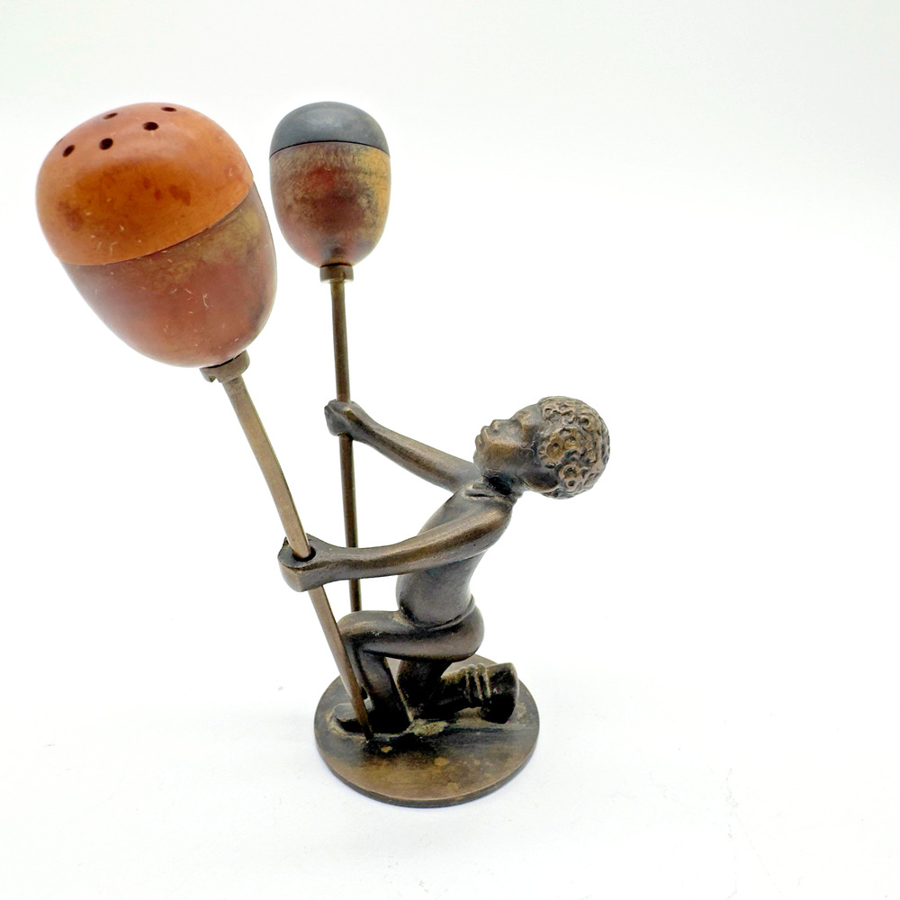 Richard Rohac Bronze Figurine African Bakelite Salt Pepper Vintage 50s Austria